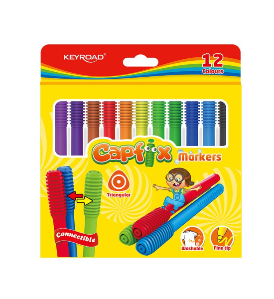 Marcadores Escolares, Capfix, Caja x 12 Colores